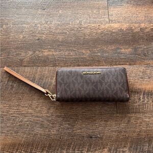 Michael Kors Brown and Gold Large Logo Continental Wallet